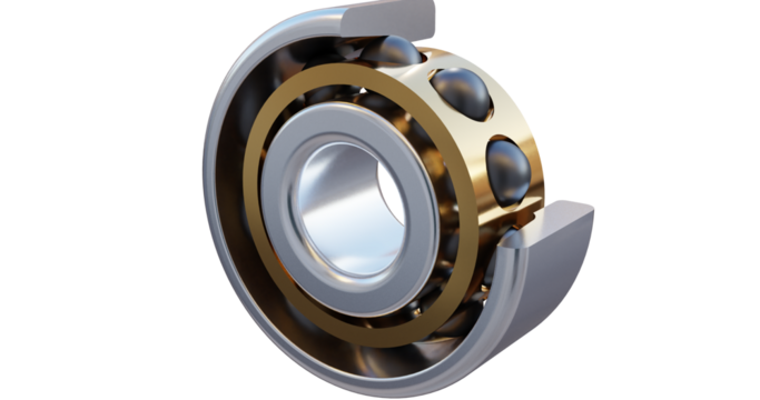 Angular Contact Bearing showing balls and metal races