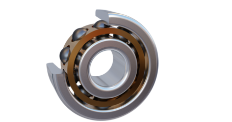 An angular contact ball bearing with axially asymmetric races