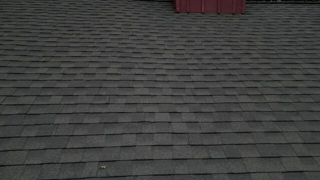 roof top, roofing, shingles, flying, looking down, bird's eye view, footage, 30fps, 4k, roofing tile, residential, surface, rooftop, roofers tiles, roofers shingling, decorative, shingle, asphalt, dec