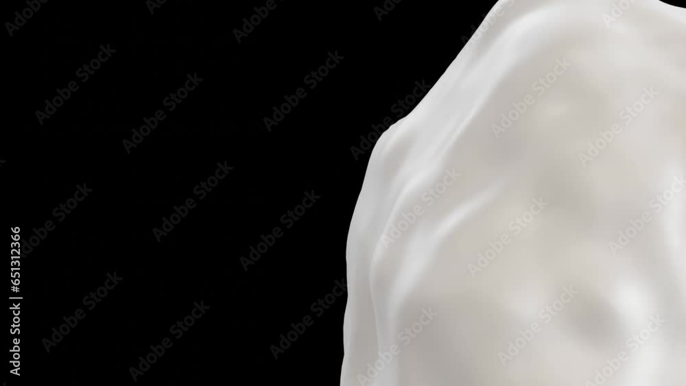 Poster animation of white soft silk material with black copy space background in 3d rendering.