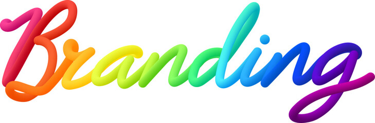 Branding fluid 3d twist text made of blended colorful circles.