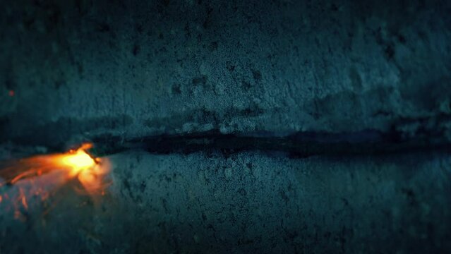 Espionage Concept Fuse Burns Along Wall