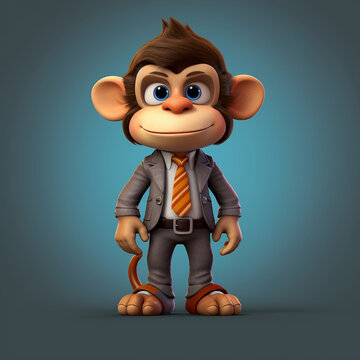 3d rendered photo of monkey businessman made with generative AI