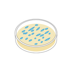 Colorful yellow petri dish icon with bacteria growth, simple vector illustration design. Medical carttoon symbol to use in websites, lectures, presentations, etc