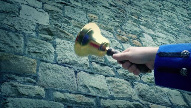 Man Rings Bell Historic Scene 2 Versions