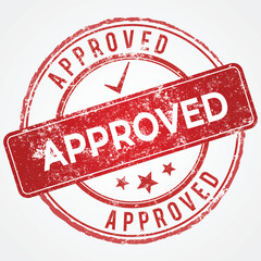 Approved Stamp in Red Shade with Tick mark and Grunge Look