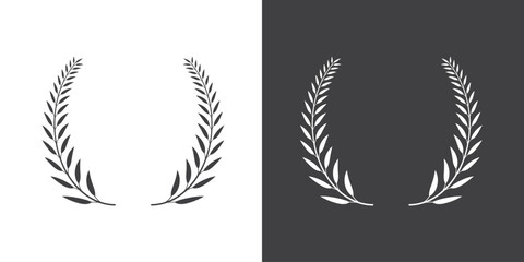 Set of black and white Foliate laurels branches, Black silhouette circular laurel foliate. Vector illustration