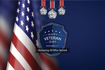 free vector realistic veterans day concept - obrazy, fototapety, plakaty