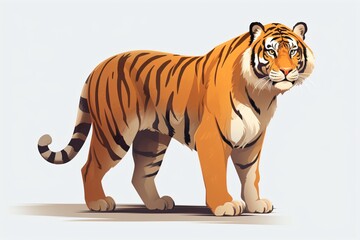 Obraz premium A cartoon illustration of a tiger isolated on a white background