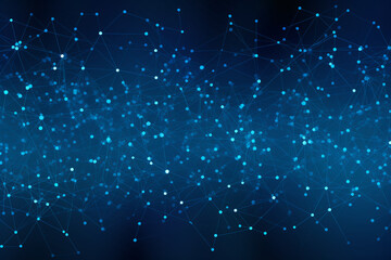 Abstract blue digital technology background of dots,  and lines. Concept for neural network, communication, data stream, big data, cyber data flow,  supercomputer, cloud computing. Generative AI