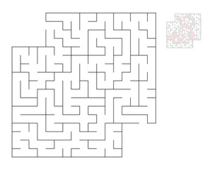 Square maze,  logic game with labyrinths.  maze game. A maze with answers