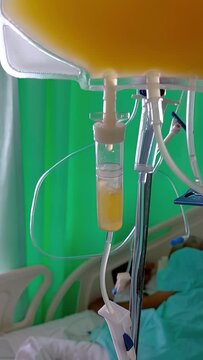 Approach to a platelet dosing device, serum drip in a hospital room.