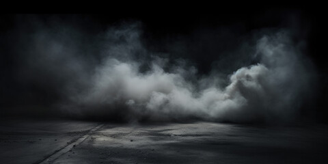 Obraz premium Abstract light in a dark concrete floor with smoke, Background of empty room, street, neon light, fog, asphalt, copy space, generative ai