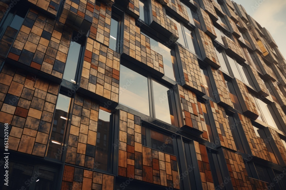 Leinwandbilder a picture of a tall building with numerous windows and a prominent clock. this image can be used to 