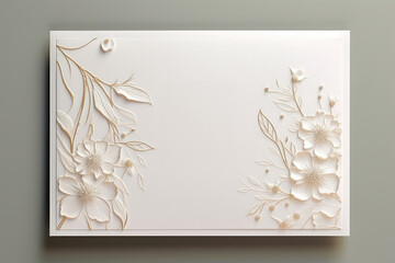 A white card featuring a beautiful floral design. Perfect for various occasions and celebrations.