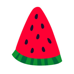 Watermelon icon, sliced fruit isolated on white background. For web, print, product, package, cosmetic, food design, logo. Vector  flat illustration. Summer symbol