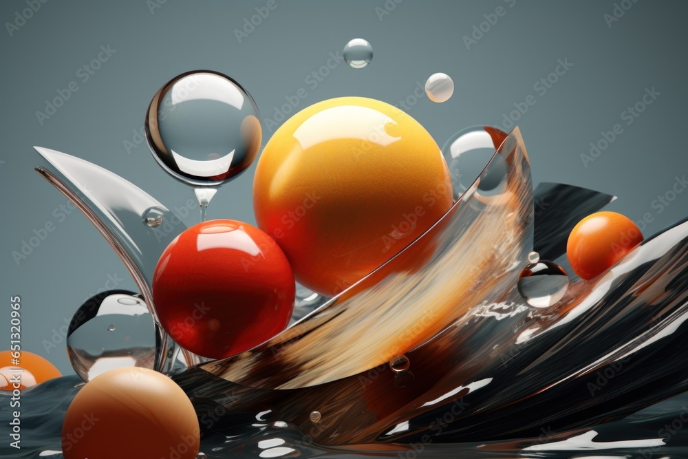 Aufkleber A group of spheres floating on top of a body of water. This image can be used to represent concepts such as relaxation, meditation, tranquility, and abstract art.