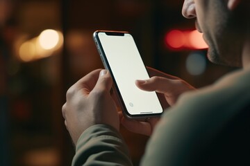 A man holding a smartphone in his hands. This versatile image can be used to illustrate technology, communication, or mobile devices.