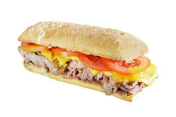Sanduíche natural pastrami e queijo prato com tomate