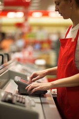A cashier at a supermarket. Generative AI
