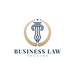 vector business law logo with isolated pen concept idea