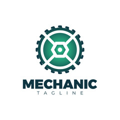 vector mechanic logo with simple gradient color style