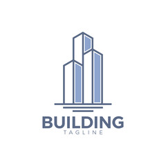 vector simple building logo with minimalist line style