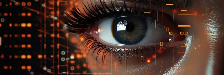 Tuinposter Close up of human eye with futuristic technology  © Marc Andreu