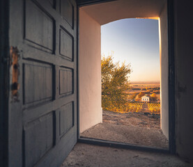 Nice restaurant and wine cellar at wonderful vineyards at Tokaj in autumn