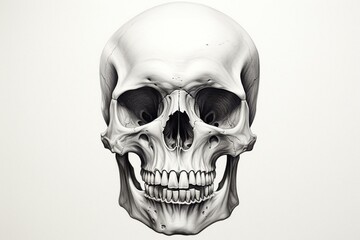 Skull - frontal view - sketch style. Generative AI