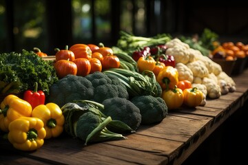 A Lush and Vibrant Display of Fresh Organic Vegetables at a Farmer's Market