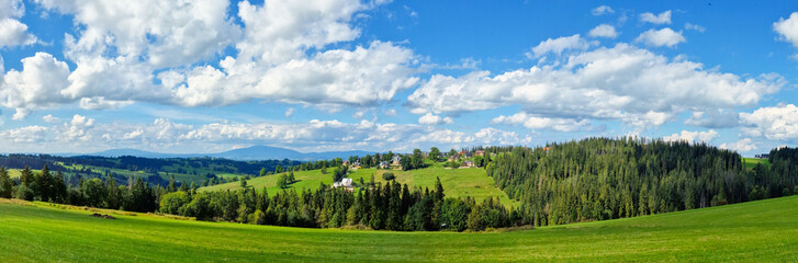  panoramic landscape of the Carpathians in Poland