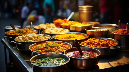 Obraz premium Traditional Indian cuisine, use of spices, milk, dairy products, but also meat and vegetables