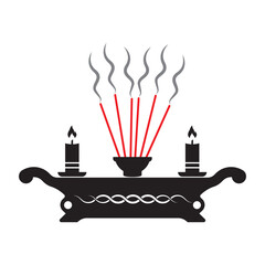 Chinese prayer incense vector icon