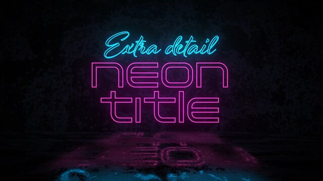 Clean Neon Sign On Wall Title Intro