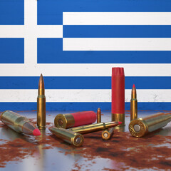 Flag of Greece With Bullets