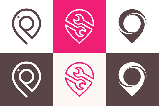Set of pin point logo design element vector with creative concept