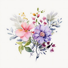 watercolor flower banquet on white background