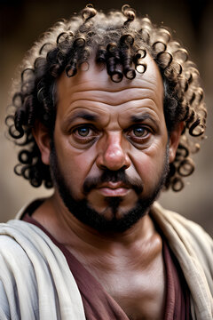 a real man portrait roman spartan Macedonian ancient senator curly hair
