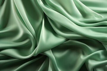 Obraz premium Green Silk Fabric Background Texture, Lush Natural Elegance in Textile Artistry