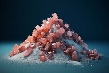 Heap of salt for lithium-ion battery manufacturing in electric vehicle industry, extracted lithium hexafluorophosphate from recycling process, 3D illustration. Generative AI - obrazy, fototapety, plakaty