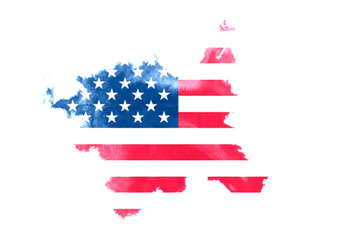 Flag of the United States of America with painting effect on a white background. illustration
