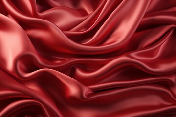 Fototapeta premium Rich Red Silk Fabric Texture background: Luxurious, Vibrant Textile Background in Crimson and Scarlet Hues
