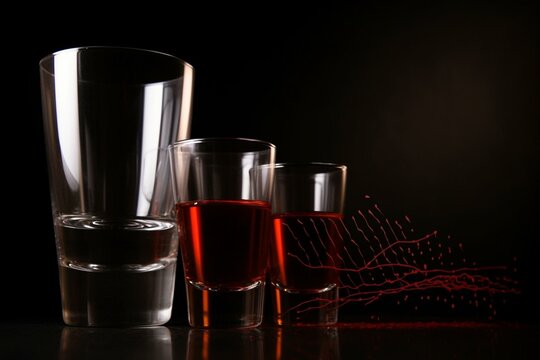 Graph and glasses, rising alcohol consumption, celebration. Generative AI
