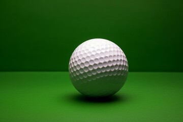 A white golf ball on a green studio background. Generative AI