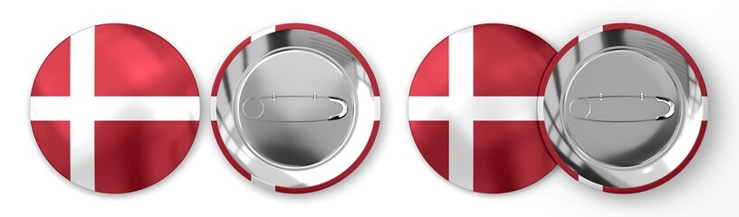 Denmark - round badges with country flag on white background - 3D illustration