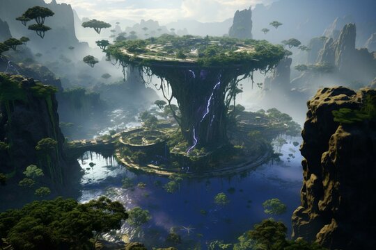 A floating landmass called Pandora in the movie Avatar. Generative AI