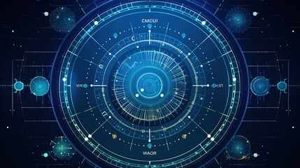 Futuristic Aquarius zodiac horoscope astrology symbol background. AI generated