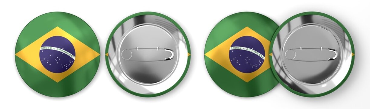 Brazil - round badges with country flag on white background - 3D illustration