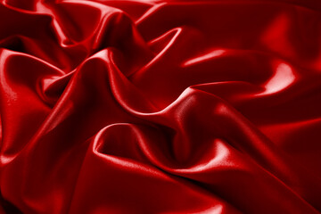 Black red silk satin fabric abstract background. Drapery fold crease wavy crumpled. Shiny glitter shimmer shine. Luxury beauty rich. Sexy passion romantic romance. Fluid flow liquid effect. Design.